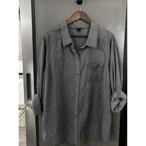 Torrid Taylor Dark Grey Denim Heart Button Front Shirt Women's Plus 3 3XL EUC